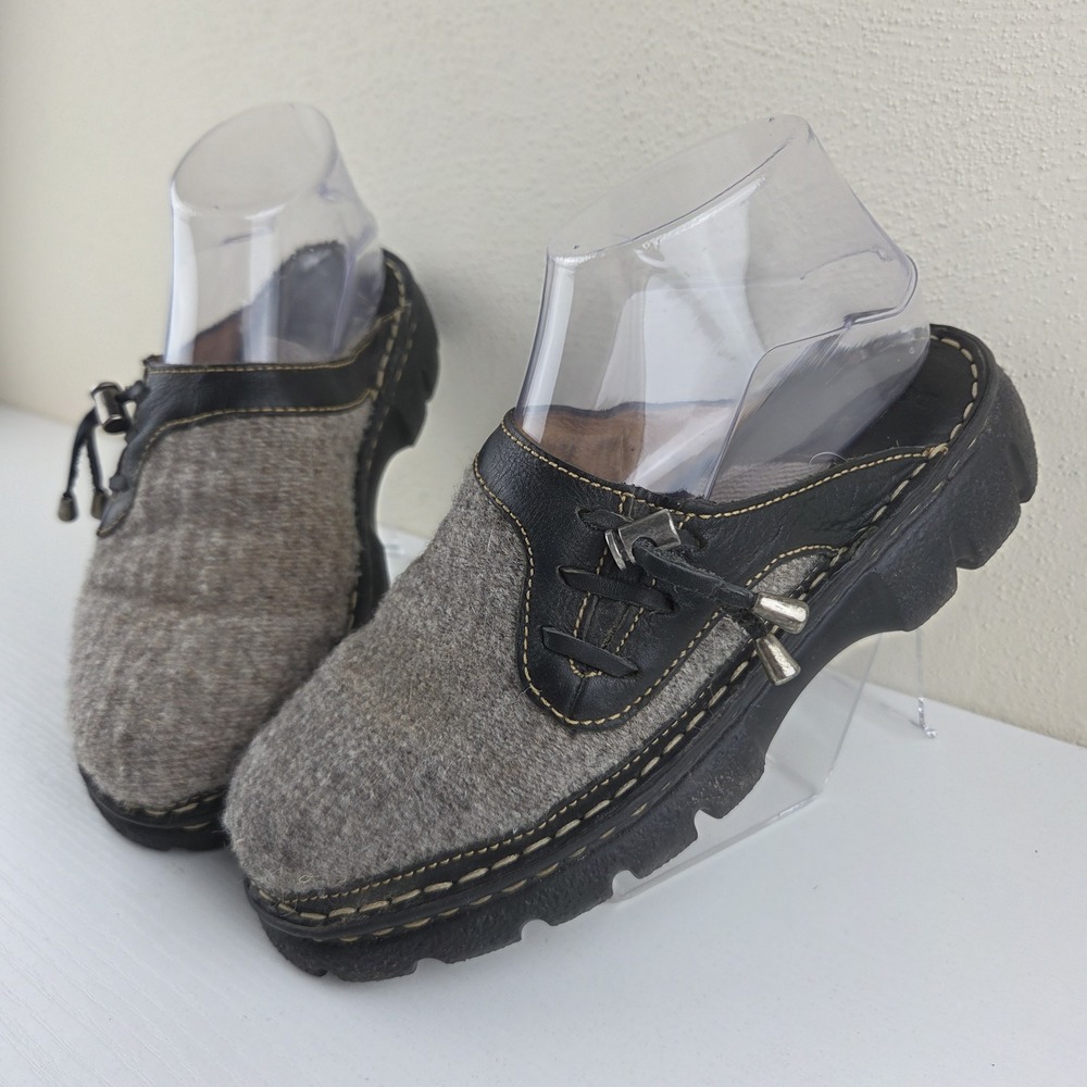 Double H Boots Wooly Chunky Clogs Slides Mules Slip On Leather Women's Size 6.5M